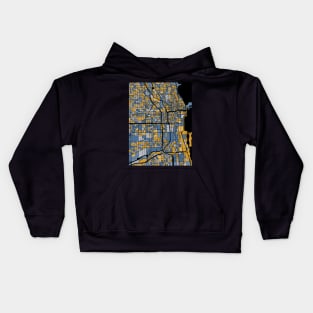 Chicago Map Pattern in Blue & Gold Kids Hoodie